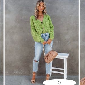 VICI TRUDI BUTTON FRONT CABLE KNIT CARDIGAN
